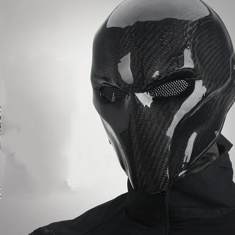 Máscara facial completa de fibra de carbono, máscara de villano de baile de fiesta negra de alta gama, protección facial táctica - imagen 3