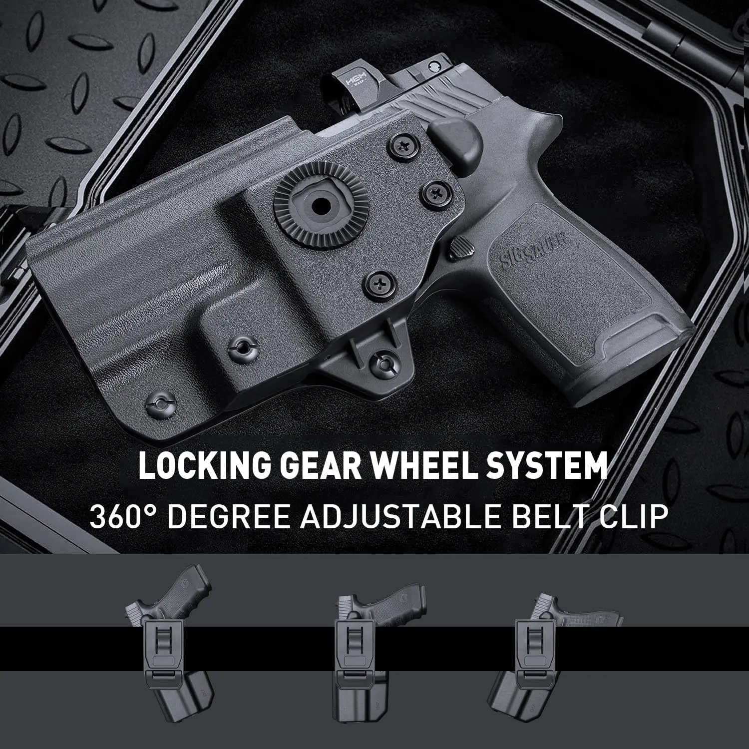 Sig P320 Compact M18/P320 Legión M17/P320-XFIVE de tamaño completo, liberación del pulgar de la funda OB KYDEX, ajuste 1,5 "-2,25", cinturón, mano derecha - imagen 5