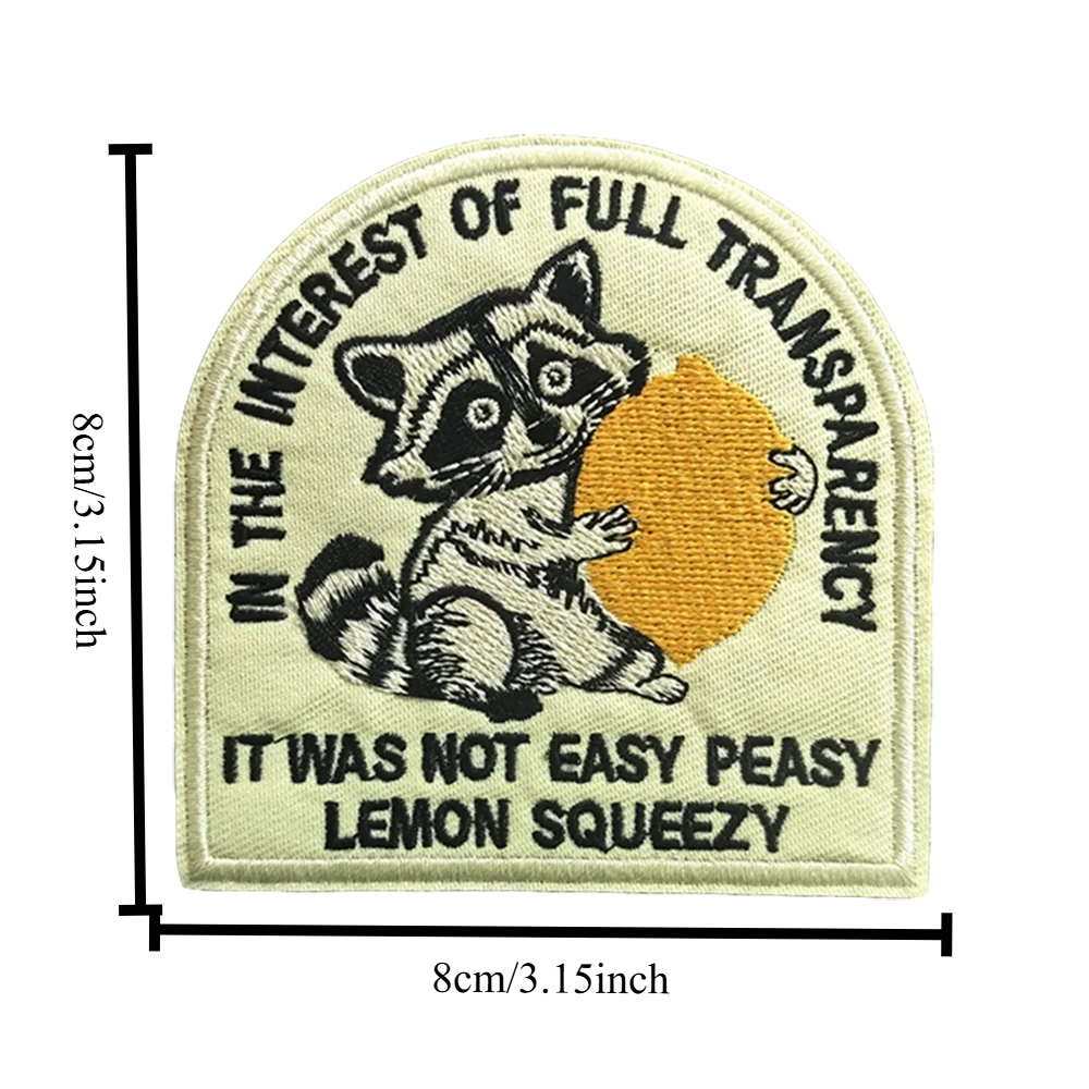 Parche bordado táctico de mapache y limón, insignia de moral militar, pegatinas para mochila, brazalete con gancho y bucle, aplique para casco - imagen 2