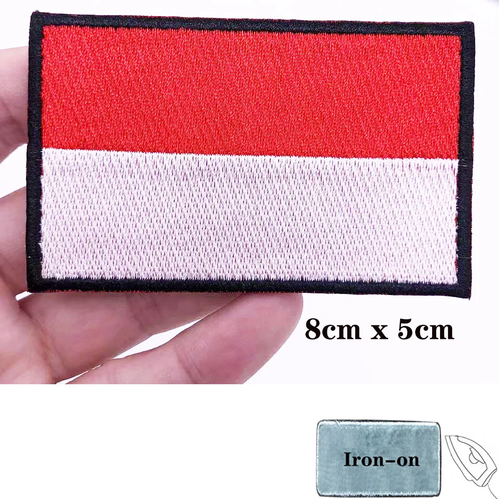 1 unidad de parches de bandera indonesia, brazalete, parche bordir, gancho, pendiente dan, setrika pada bordir lencana, tira militer - imagen 2