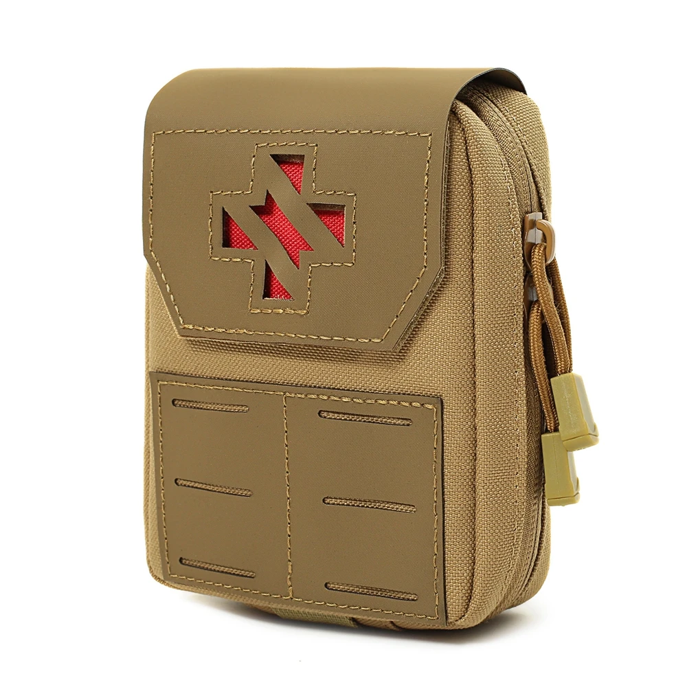 Bolsa de primeros auxilios Molle, bolsa médica vacía, bolsas tácticas antiarrugas IFAK, bolsas pequeñas para insectos, bolsa médica para traumatismos, bloqueo de Clip con anillo en D - imagen 5