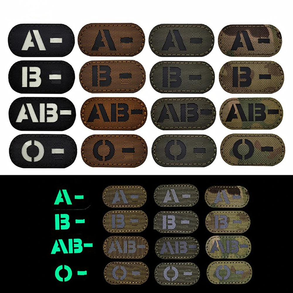 Botiquín de primeros auxilios reflectante IR, insignias tácticas, Mini parche tipo sangre para ropa, mochila, apliques A+/- B+/- AB+/- O+/- - imagen 3