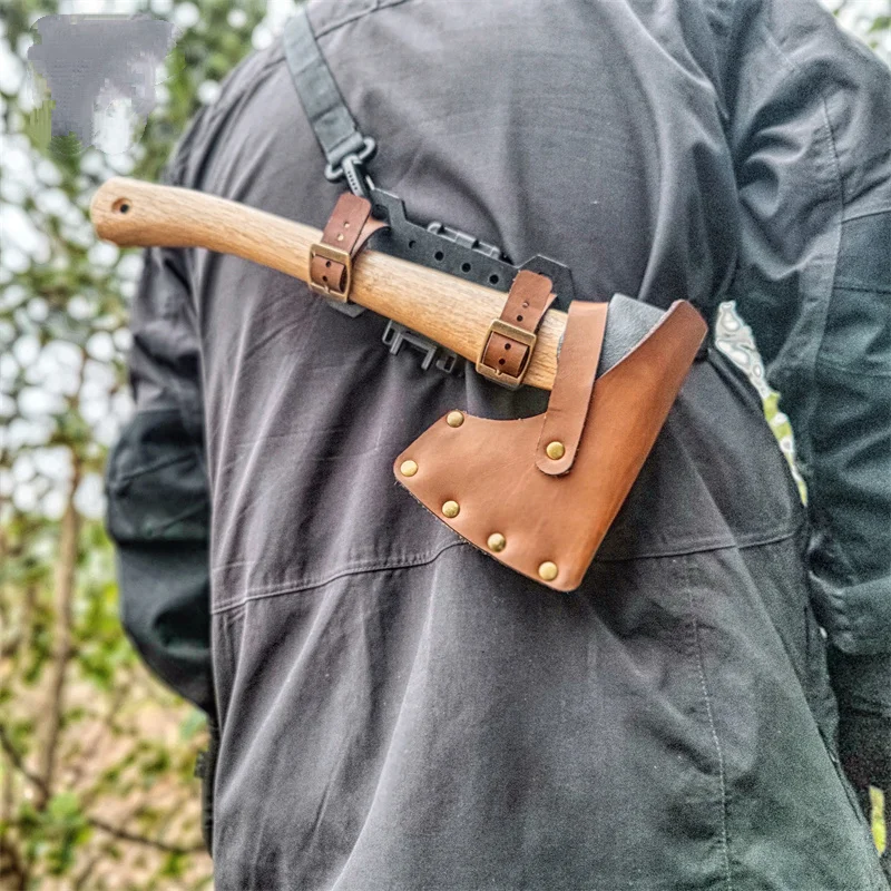 Funda de cuero universal para hacha de supervivencia y herramientas Bushcraft, funda ajustable para acampar al aire libre - imagen 4