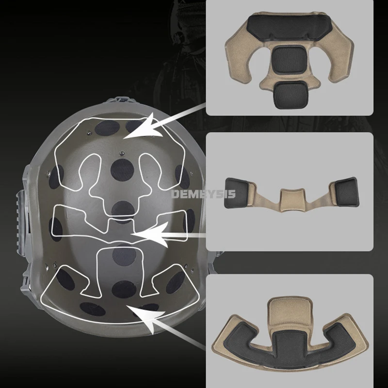 Almohadillas interiores para cascos tácticos, forro de casco de espuma viscoelástica suave, protección de repuesto, almohadillas para casco Airsoft para cascos MICH Team Wendy - imagen 2