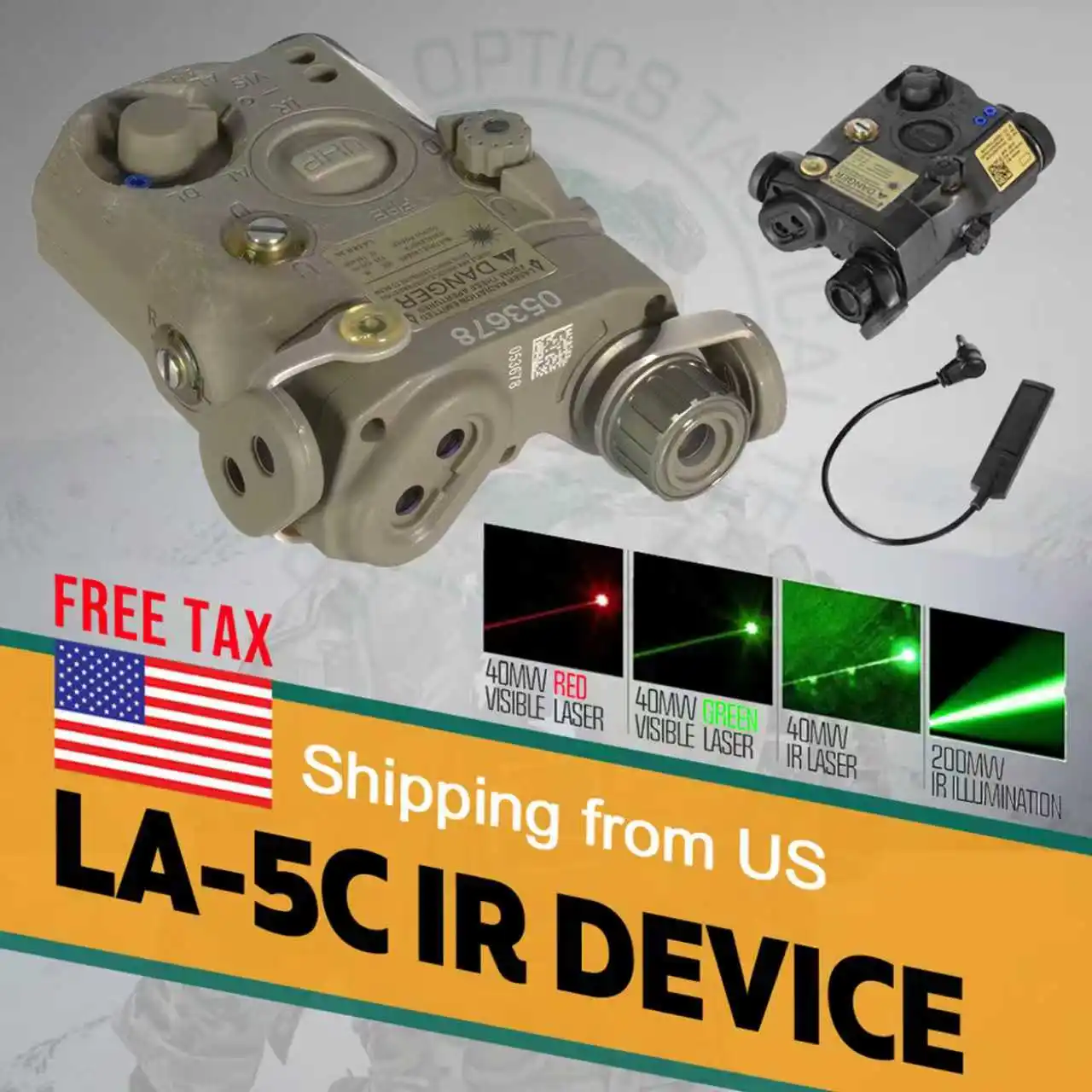 LA-5C UHP Deluxe 200mW VCSEL IR mira láser a prueba de golpes y retención cero para plataformas 5,56/7,62 marcos originales BK/FDE - imagen 2