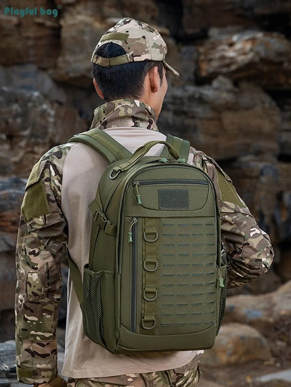 Mochila de camuflaje táctica para exteriores para hombre, bolsa para deportes de senderismo de 40L, bolsas multifuncionales para montañismo AVA334 - imagen 3