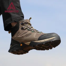 HUMTTO Botas Senderismo Impermeables Hombre Cuero Vaca Tácticas Caza