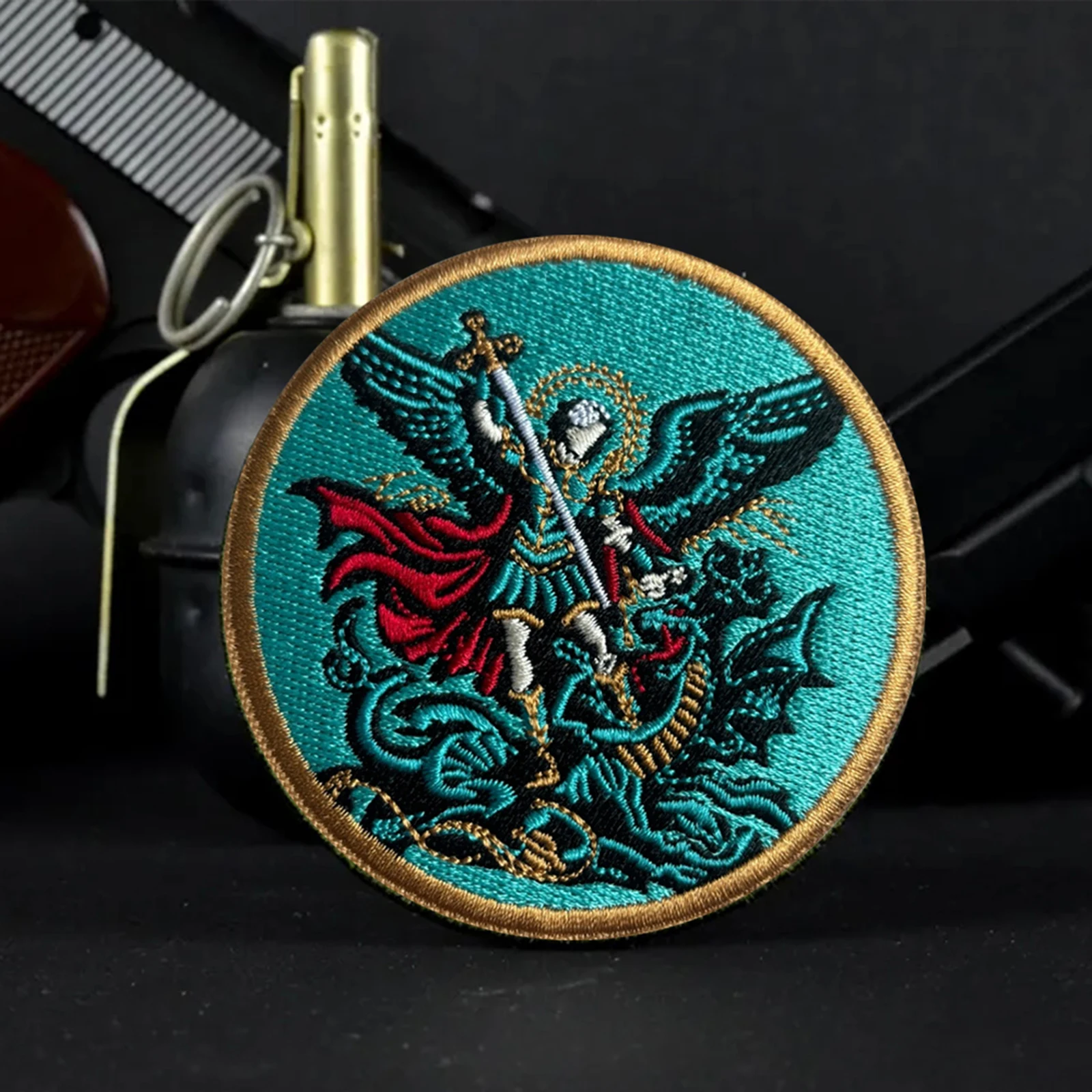 Parche táctico de San Miguel, parches bordados divertidos con gancho y bucle, insignia de moral militar, brazalete del ejército, pegatinas para ropa y mochila