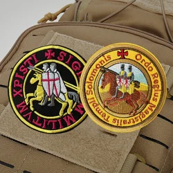 Parche bordado militar para ropa, insignia de moral "TEMPLAR KNIGHTS", parches tácticos con gancho, pegatinas para mochila, brazalete