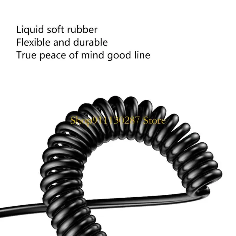 J1HC 66W 5A Tipo carga rápida C Cable U USB CAR Spring USB C Línea transferencia datos cable Collied para accesorios - imagen 3