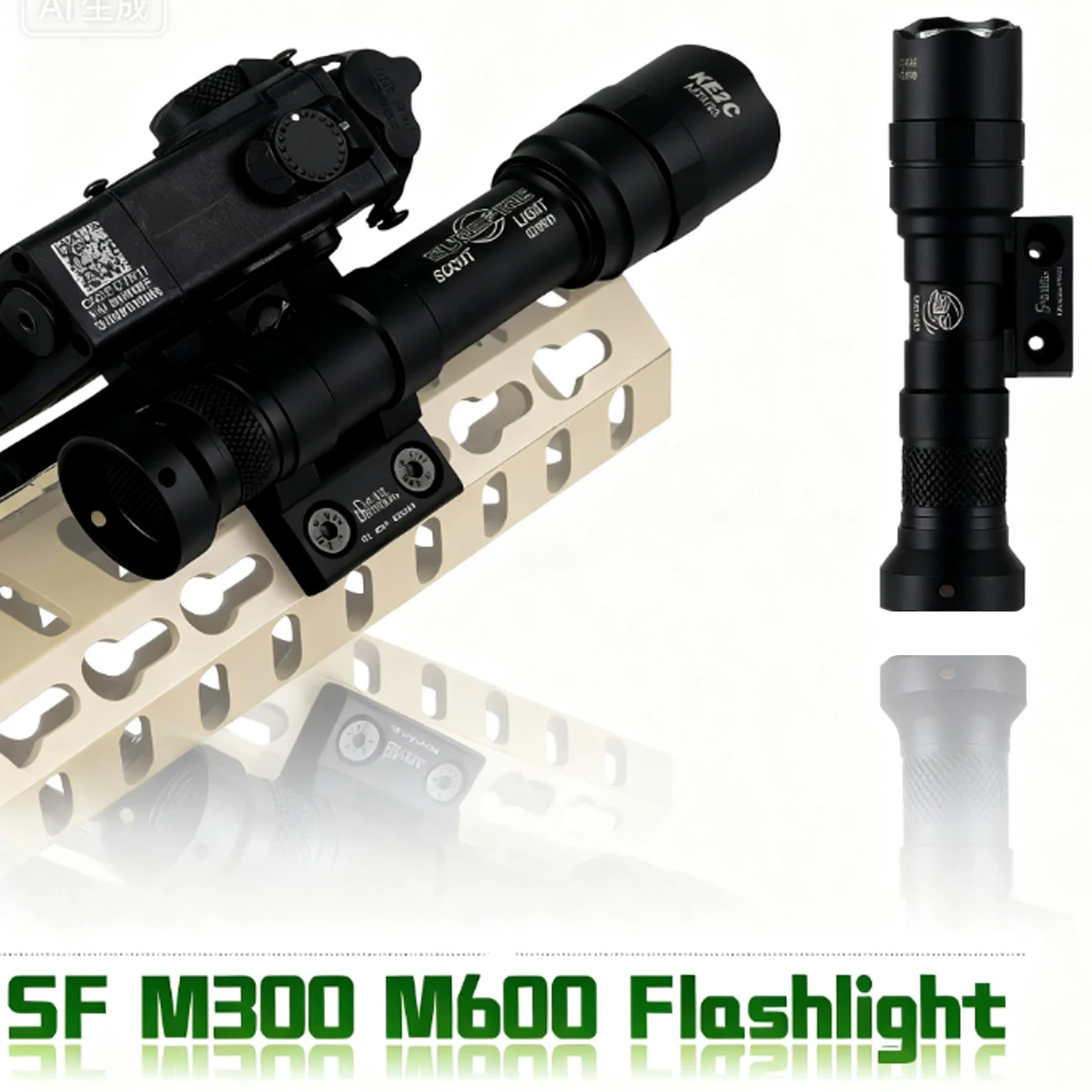 Linterna táctica Surefir M300 M600 de Metal, luz LED blanca, armas, Base de montaje compensada DD compatible con riel Mlok Keymod SMR de 20MM