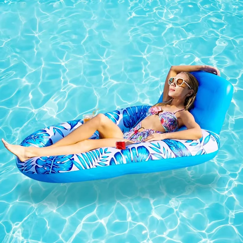 DIZETION Silla flotante inflable grande para piscina: sofá de ocio con respaldo y parte inferior de malla, ideal para fiestas en la piscina/entretenimiento - imagen 3