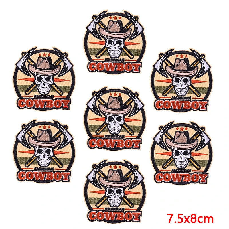 10 unids/lote, apliques de vaquero occidental, parche bordado, parches para planchar para ropa, parches termoadhesivos para ropa, pegatina Diy - imagen 4