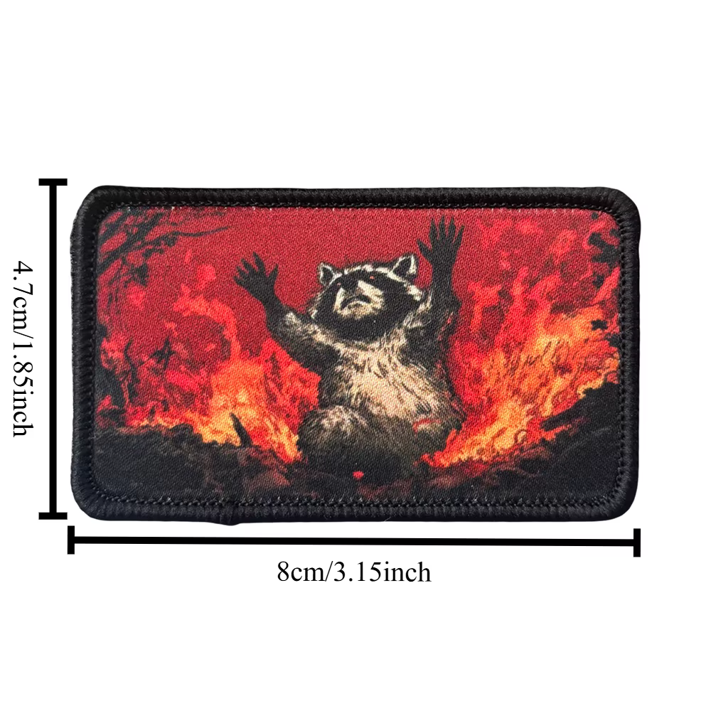 Inferno Raccoon parche táctico de velcro pánico llameante - imagen 2