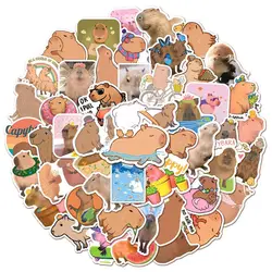 Pegatinas infantiles de capibara marrones estilo dibujo animado