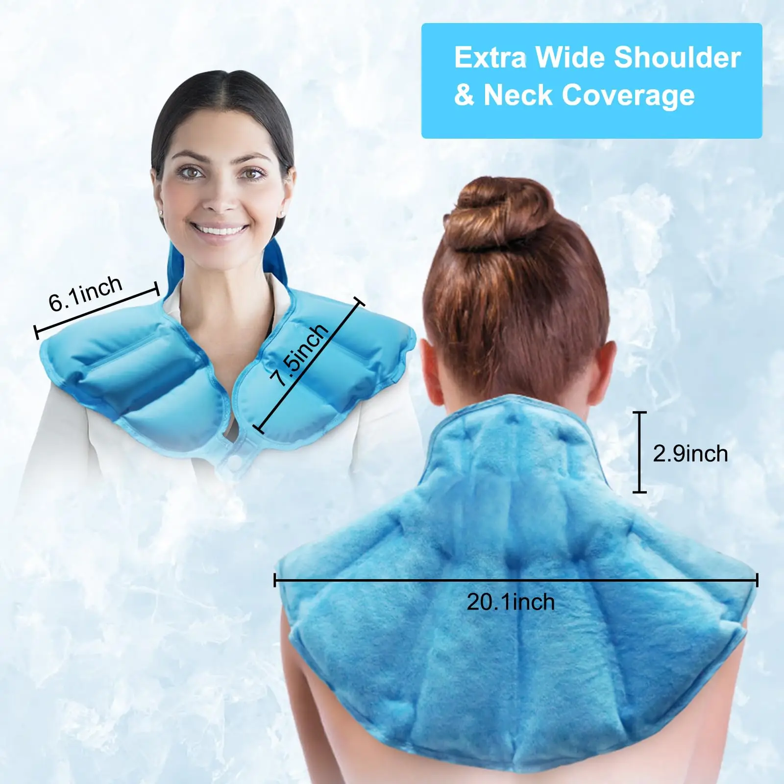 Bolsa de hielo para aliviar el dolor de espalda superior del cuello y hombros, terapia de envoltura de hielo de gel para el cuello para manguito rotador, lesión, hinchazón muscular - imagen 4