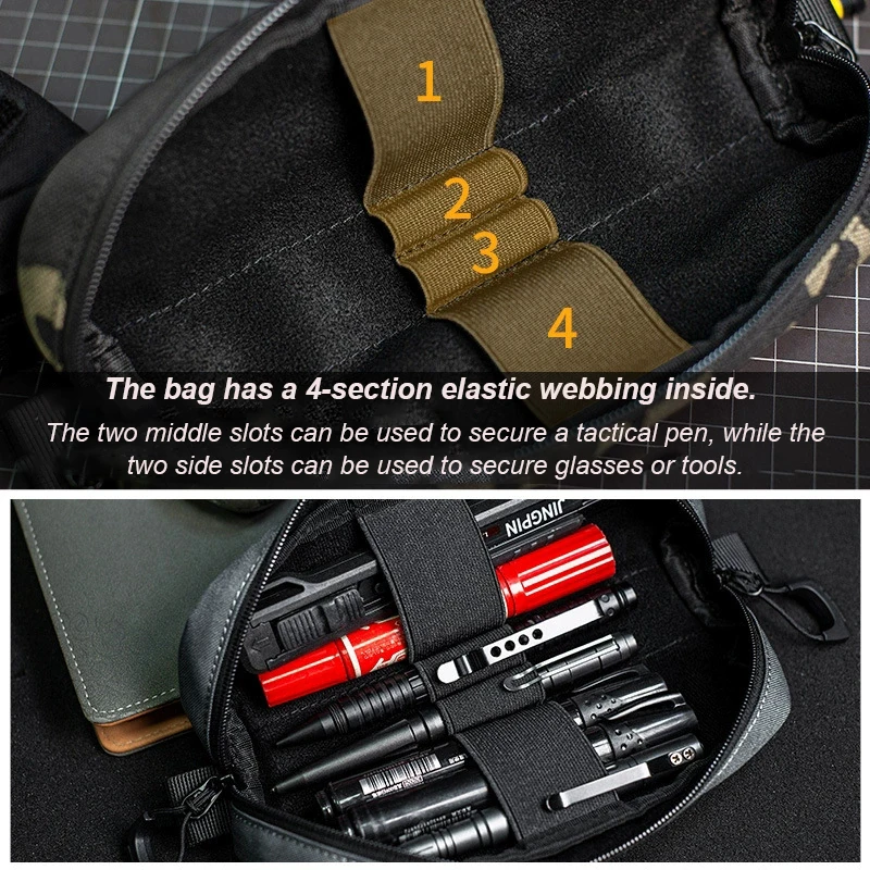 Estuche Táctico para Lápices de Nailon 1000D, Estuche para Gafas Molle, Bolsa para Herramientas EDC, Mochila, Paquete de Accesorios de Expansión, Accesorios de Caza - imagen 2