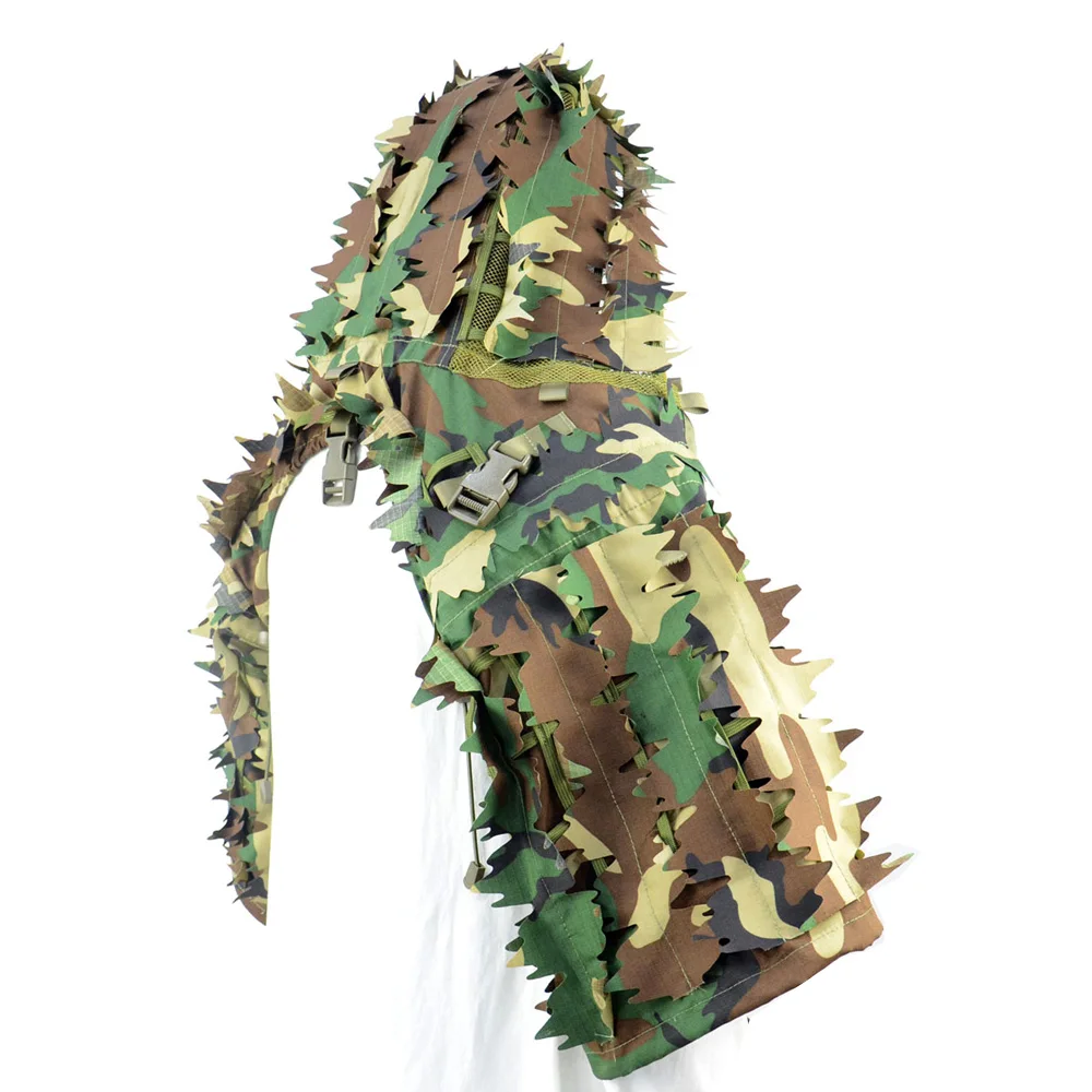 Capucha Ghillie de francotirador transpirable con hojas 3D cortadas con láser, traje Ghillie ligero, capucha Viper para Airsoft, caza - imagen 5