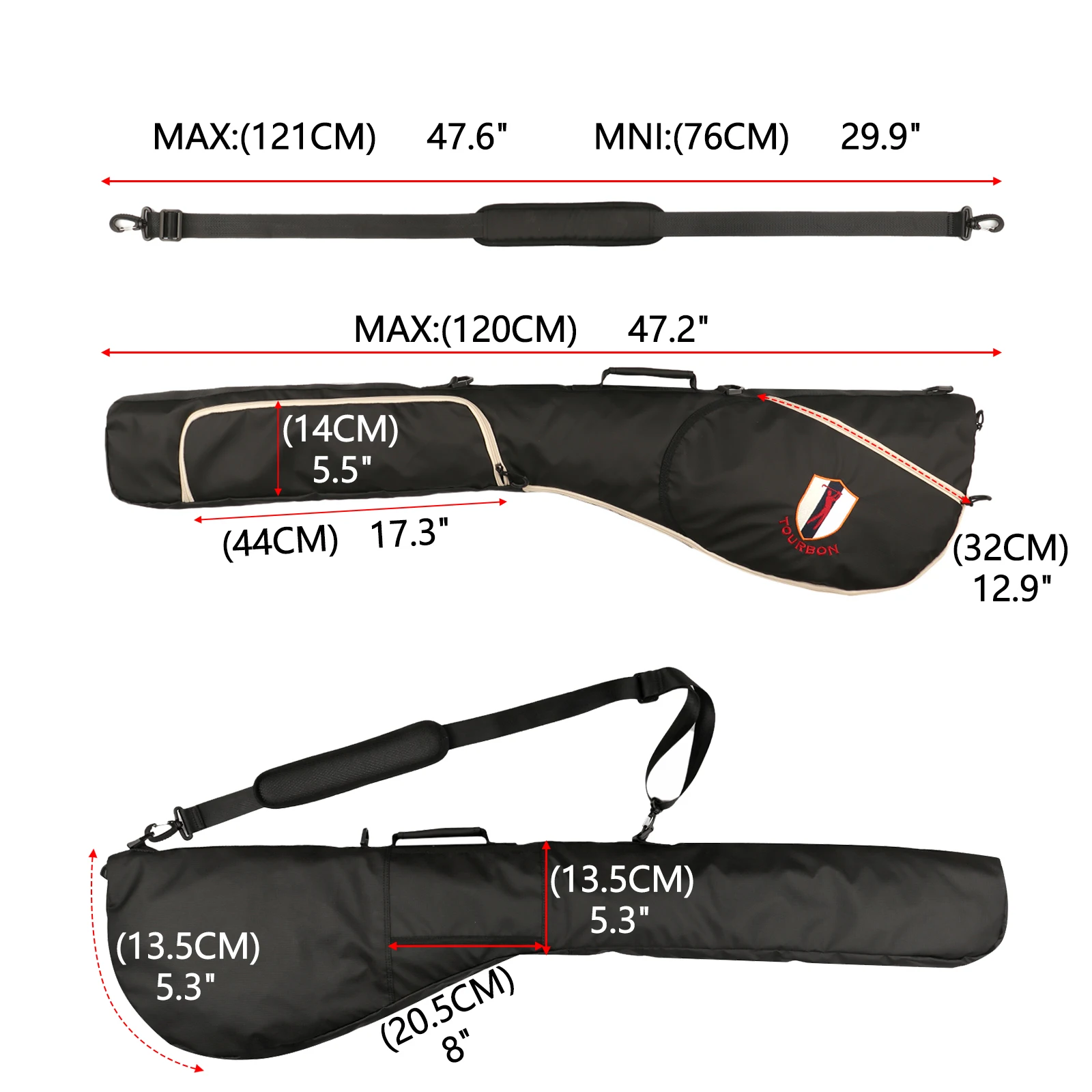 Tourbon Bolsa para palos de golf Bolsa de transporte de golf de nailon duradera Bolsa ligera para domingo Paquete de viaje para campo de conducción Impermeable al aire libre - imagen 3