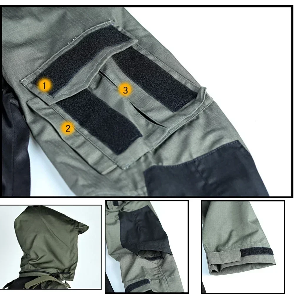 Camisas de combate táctico para hombre, camiseta transpirable de manga larga con capucha de camuflaje, camiseta de Paintball CS de secado rápido, camisetas SWAT para primavera y otoño - imagen 4