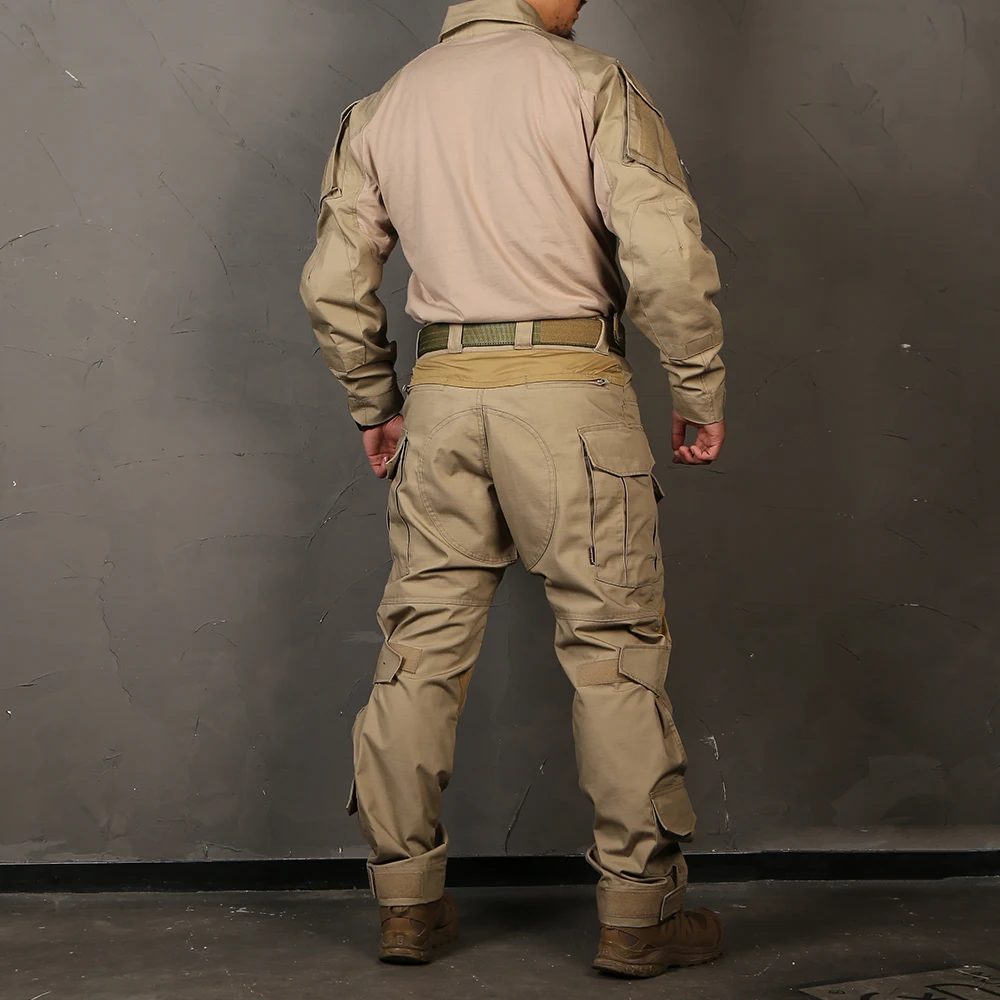 Emersongear-Conjuntos de uniformes de combate G3, trajes de entrenamiento táctico, camisa para hombre, pantalón, Tops, pantalones Cargo, deportes, Camping, KH - imagen 5