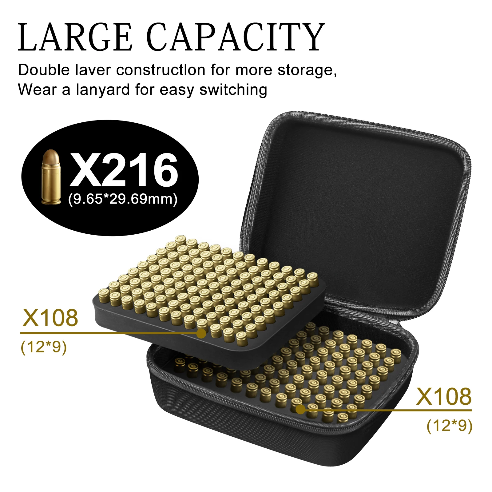 .22LR.223/5.56mm 9mm bolsa de munición de gran capacidad caja de almacenamiento de balas de una/doble capa soporte de municiones caja de cartuchos - imagen 2