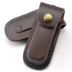 Funda cuero marrón para cuchillo plegable linterna – Caza y campamento