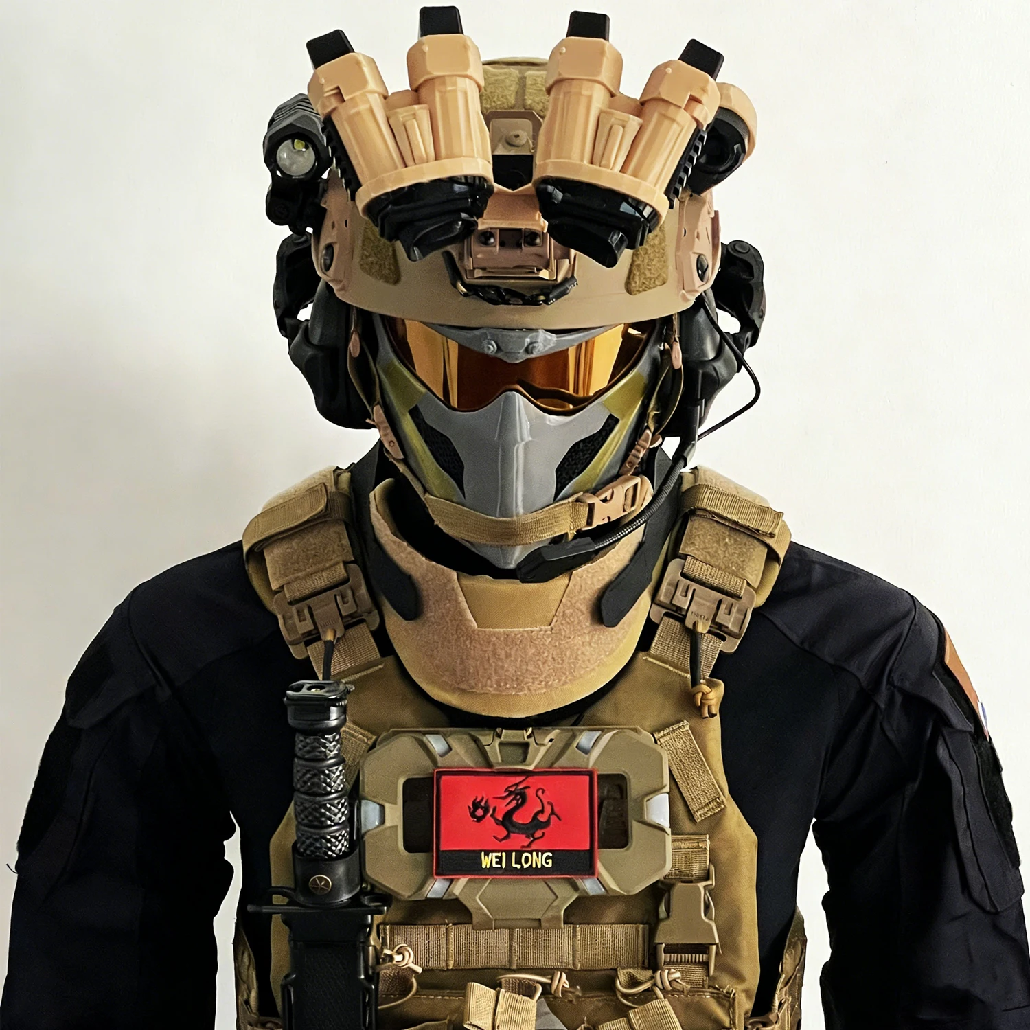 Casco táctico Delta Force con máscara dragón y gafas nocturnas - imagen 2