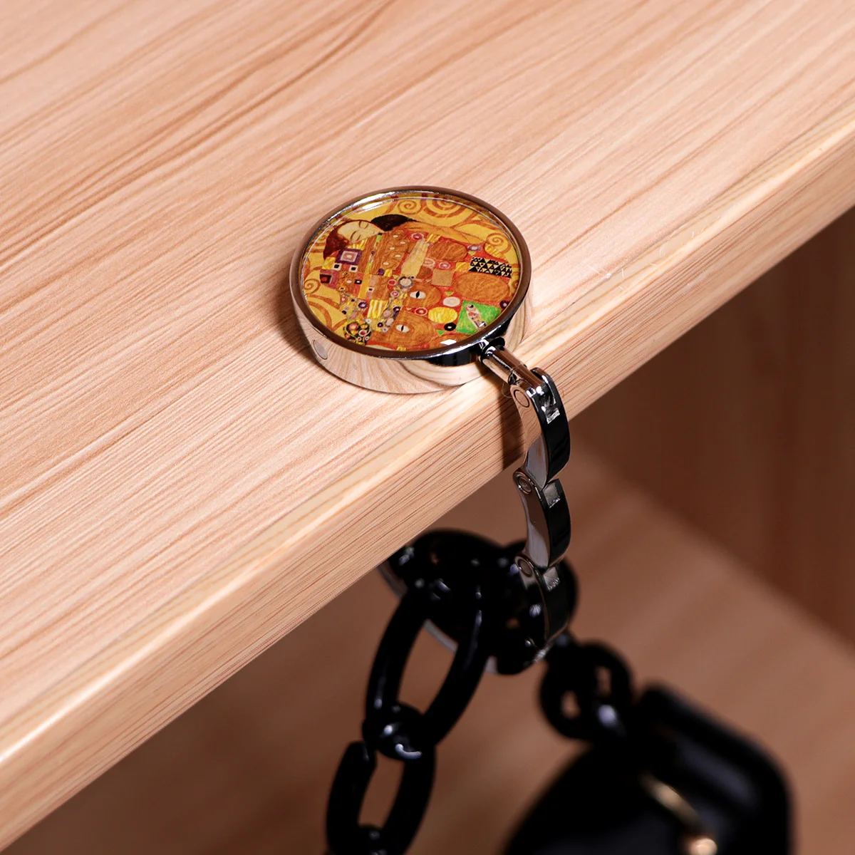 Ganchos para bolso de gato negro, soportes plegables para bolsas de mesa de Metal, perchas portátiles para monedero, accesorios de piezas, ganchos antideslizantes de Luna Vintage - imagen 2