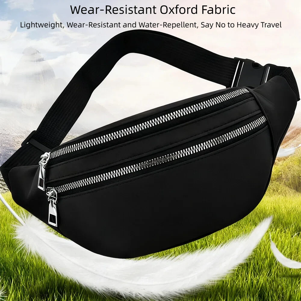 DIZETION Riñonera unisex impermeable a cuadros - Bolso de pecho de viaje deportivo informal de moda Paquete de vientre - imagen 2