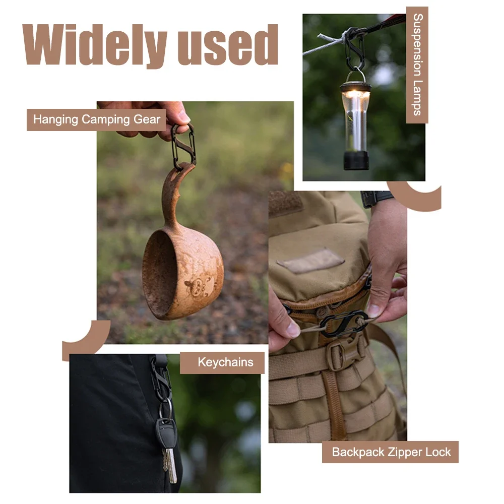 Mosquetón en forma de S, mosquetón de Metal de acero inoxidable con doble gancho, llavero, Clips de resorte pequeños para acampar, pescar y viajar - imagen 5