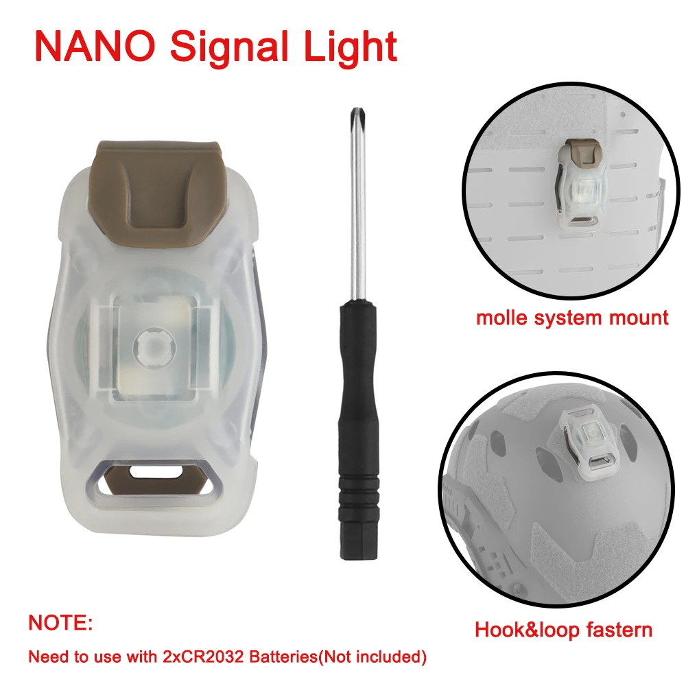 Luz de señal NANO táctica de 2 modos, lámpara de señal estroboscópica de seguridad para supervivencia y caza, montaje MOLLE, equipo para deportes al aire libre