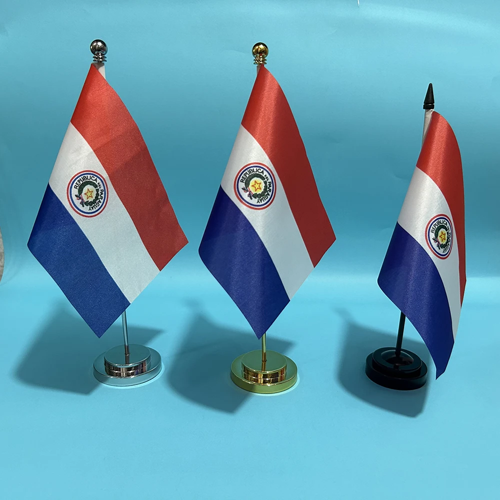 BANDERA SKY, bandera de escritorio de oficina, bandera de Paraguay, 14x21cm, adornos de escritorio de poliéster, banderas, pancarta nacional de Paraguay