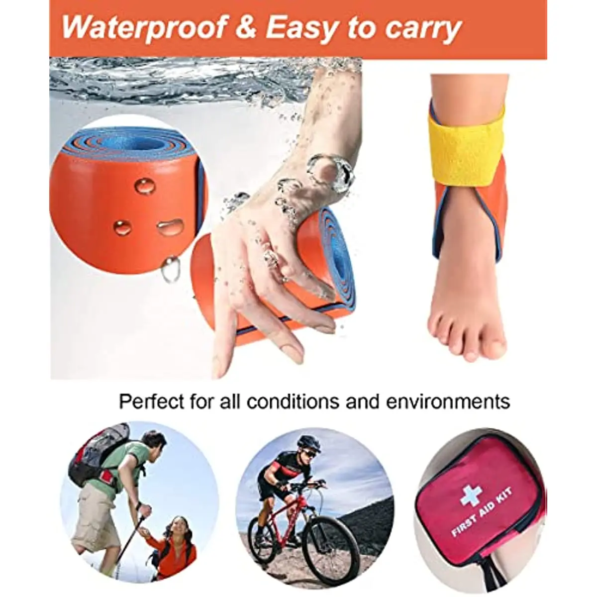 Férula enrollada, férula enrollada de aluminio universal de 16", ligera, reutilizable, impermeable para uso médico, deportivo, hogar, mascotas de primeros auxilios - imagen 4