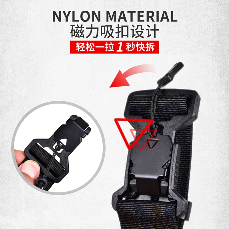 Cinturón de nailon de lona Universal para deportes al aire libre, cinturón de pantalones de carga de ocio con hebilla magnética para jóvenes de mediana edad, cinturón extremadamente delgado - imagen 2