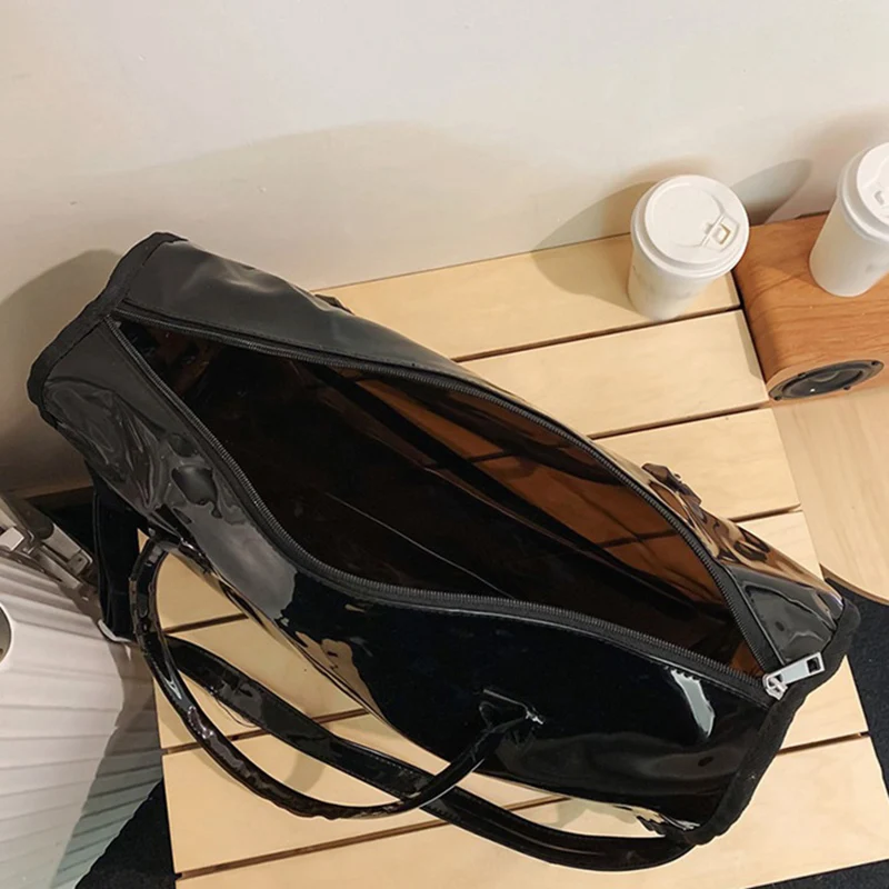 Bolsa transparente de PVC de Color caramelo, bolso de Fitness de gran capacidad, almacenamiento de moda portátil, bolso cruzado para natación, impermeable - imagen 5