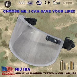 Protector facial NIJ IIIA para casco MICH con visor táctico Picatinny