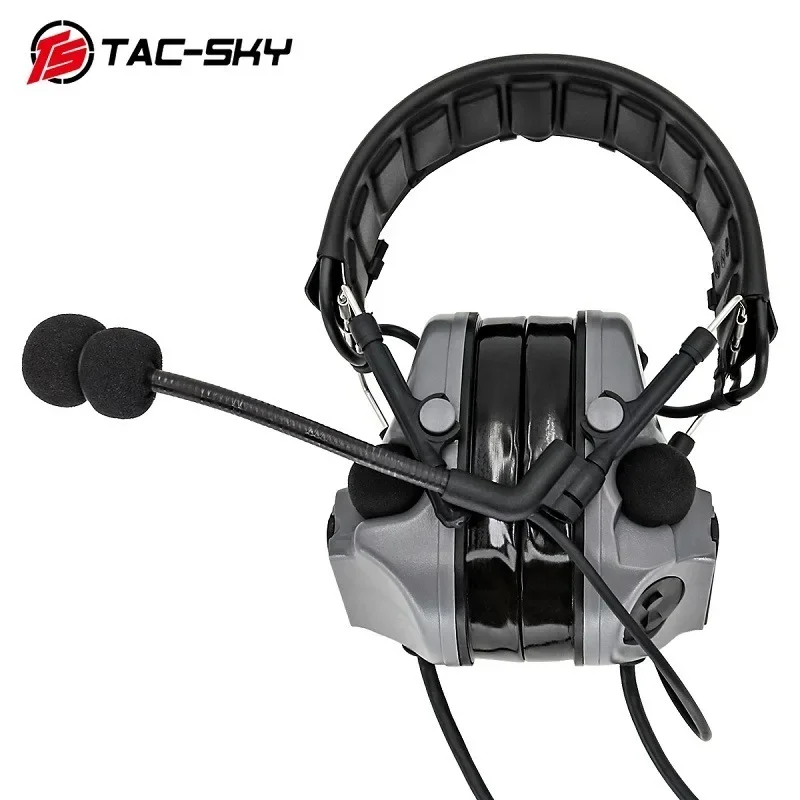 TS TAC-SKY auriculares tácticos nueva diadema desmontable Walkie-Talkie de caza comunicación Dual TSCIII orejeras tácticas - imagen 3
