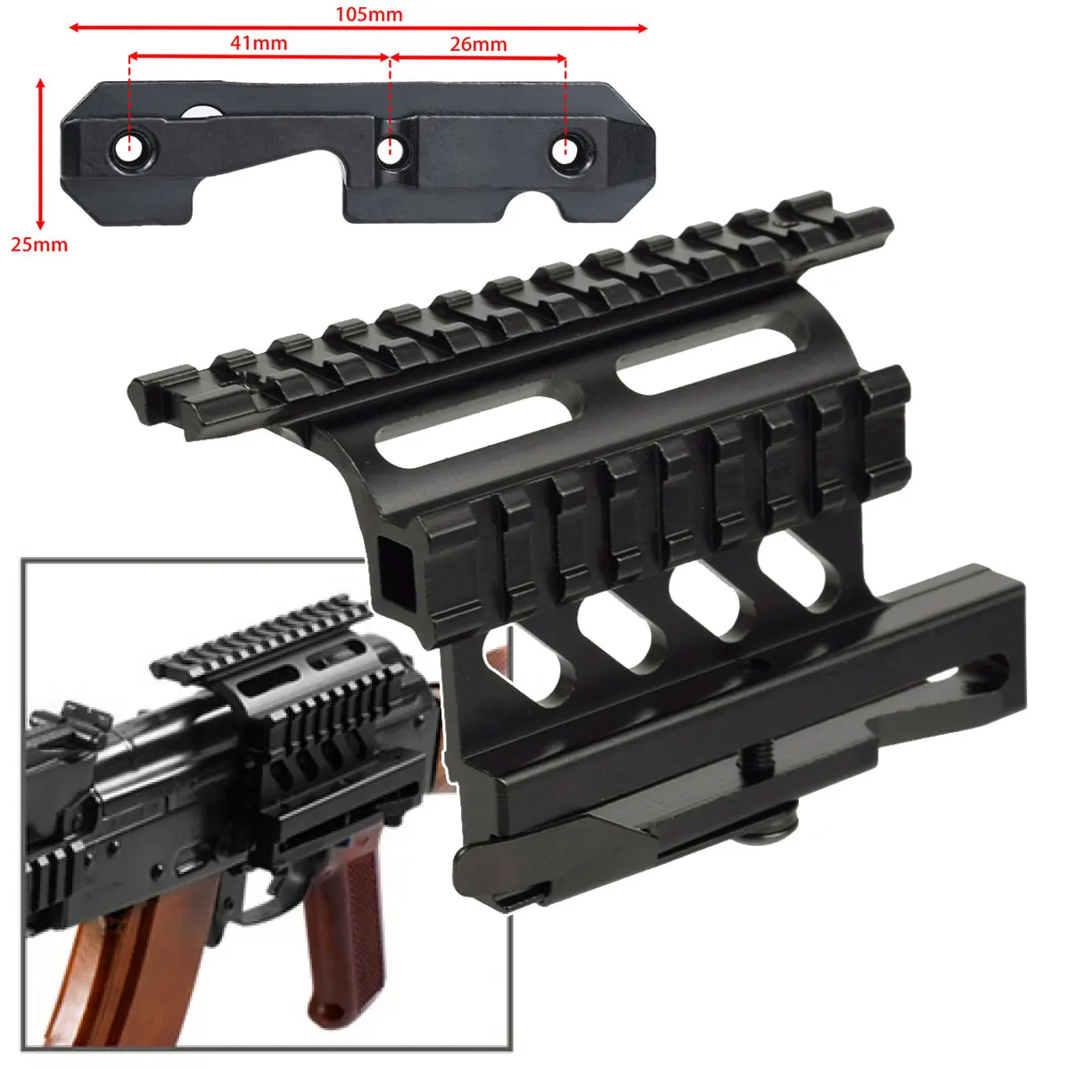 Montaje de riel lateral AK táctico, riel Picatinny superior, láser montado combinado y alcance Airsoft para accesorios de caza de Rifle AK47 AK74