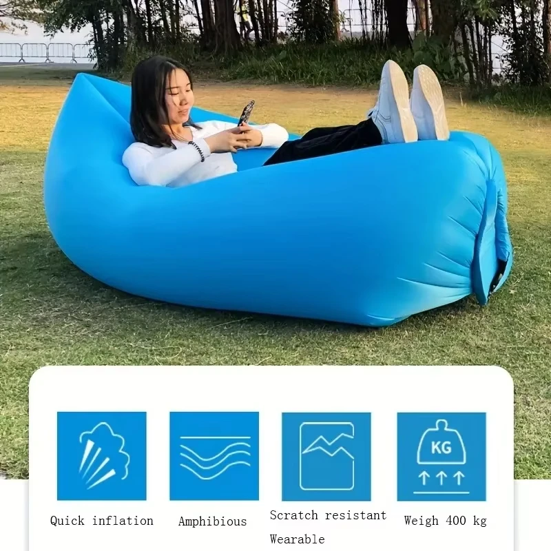 DIZETION Air Lazy Sofá inflable Bolsa Portátil Camping Sofá Colchón Festival de Música Sillón - imagen 4