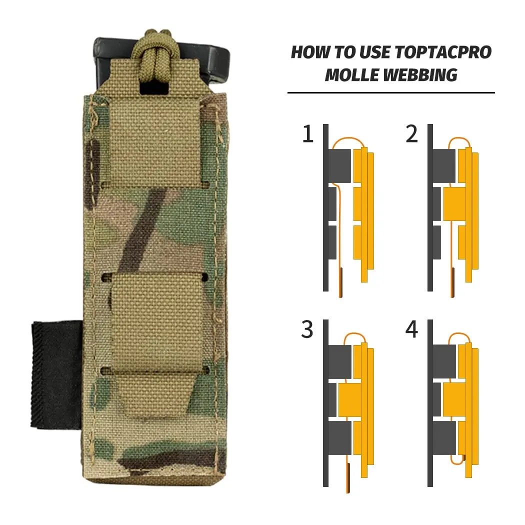 Bolsa Molle Mag para pistola individual M1911 92F 9mm.40S & M, soporte para revistas con tapa abierta, bolsa para herramientas táctica, funda para linterna de nailon 500D - imagen 3