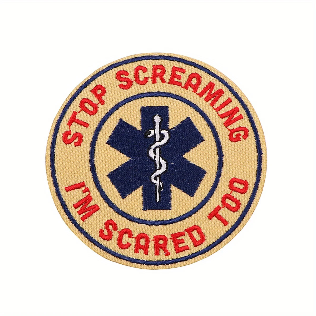 STOP SCREAMING SCARED Funny Meme Parche termoadhesivo de primeros auxilios - Parche termoadhesivo bordado humorístico para mochilas, chaquetas y bricolaje - imagen 3