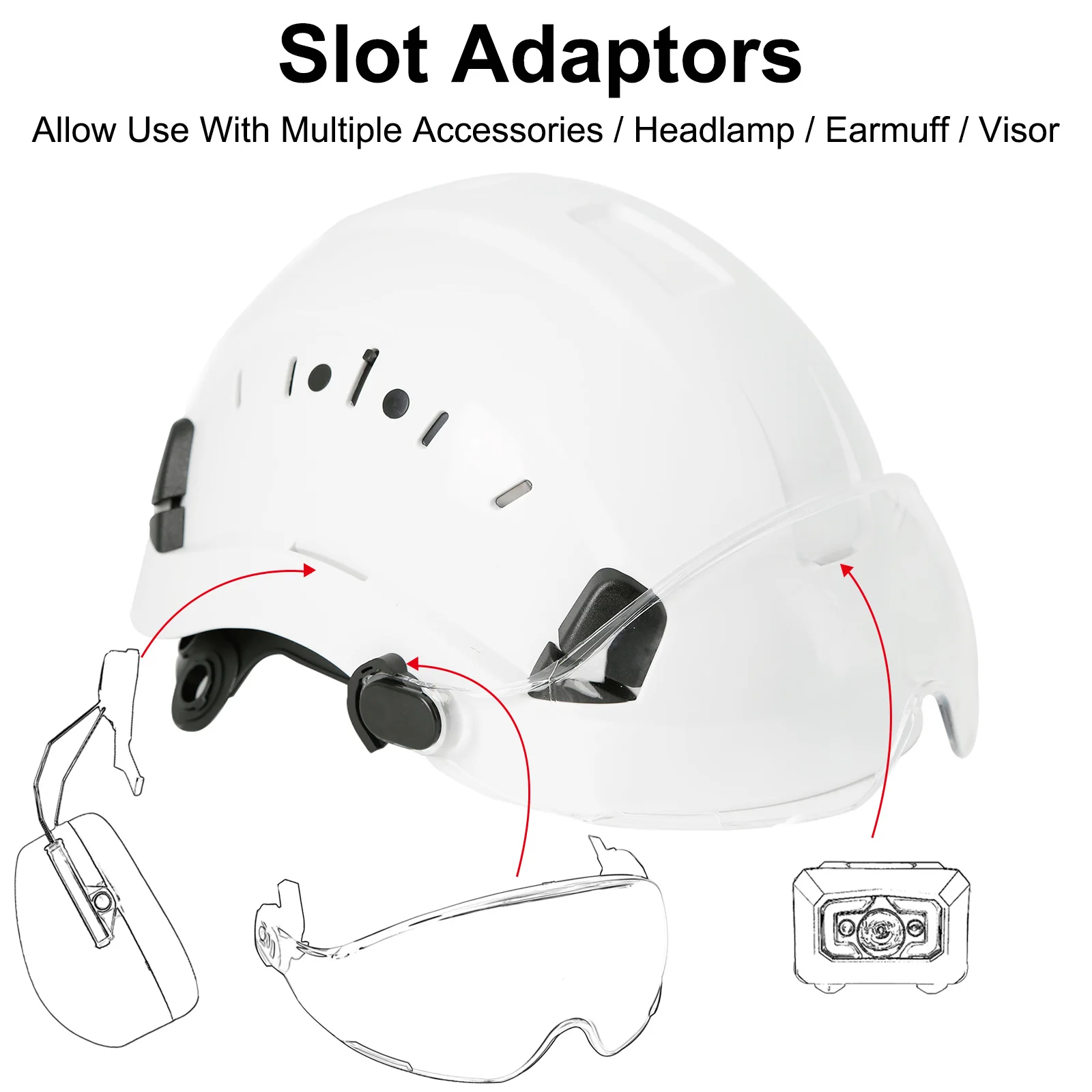 Casco de seguridad para construcción con gafas ABS, casco de trabajo al aire libre, casco protector de ingeniero, certificación CE ANSI - imagen 5
