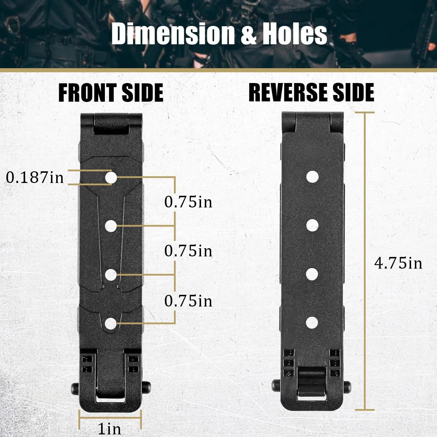 Clip MOLLE-LOK para funda KYDEX con hebilla trasera - imagen 2