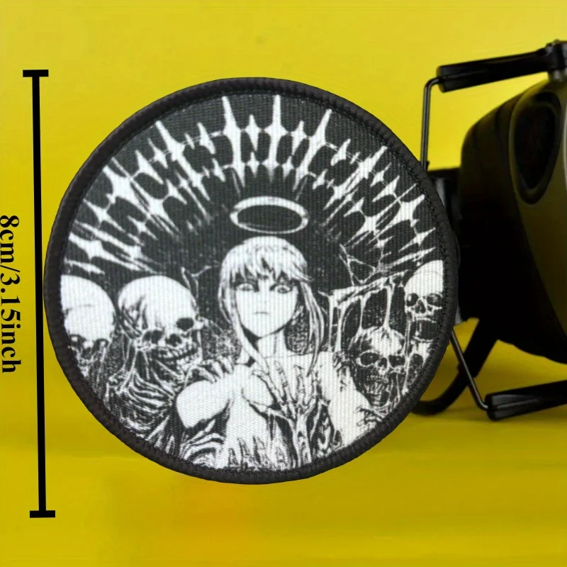 Parche táctico de moral de Anime, estampado de esqueletos Maxim, emblema de gancho y bucle, insignia militar, brazalete de combate, pegatinas para mochila - imagen 3