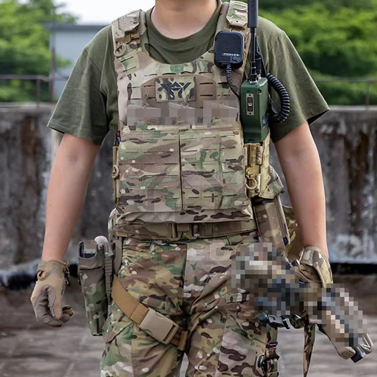 YAKEDA portador de placa chaleco táctico de liberación rápida con inserto magnético corte láser al aire libre entrenamiento de caza MOLLE MC camuflaje
