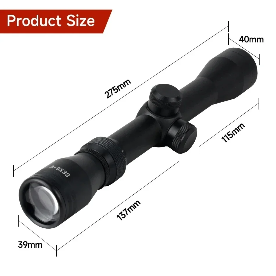 Mira telescópica óptica táctica 3-9x32, retícula de Crosshair para tiro al aire libre, mira de tiro de largo alcance para Airsoft, compatible con montaje en riel de 11MM/20MM - imagen 4