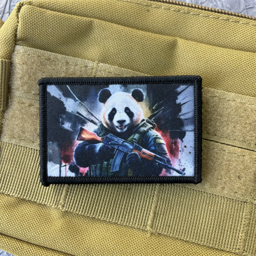 Parche con estampado de Panda en la ropa, insignia de moral Airsoft, parches tácticos militares, pegatinas de gancho y bucle para mochila, AK47 - imagen 4