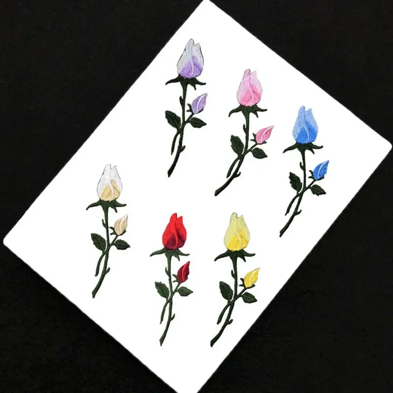 Parche de flores de tela con apliques 3D, bordado termocollante, pegatinas de planchado para ropa, decoración de vestidos, 3,5x11CM - imagen 4