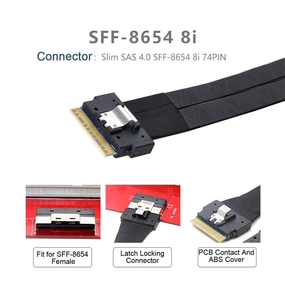 Cy-pci-e-Cable ultra Port Slimline SAS Slim 4,0, SFF-8654, 8i, a doble SFF-8087 74pin, Mini SAS, pci-express - imagen 3